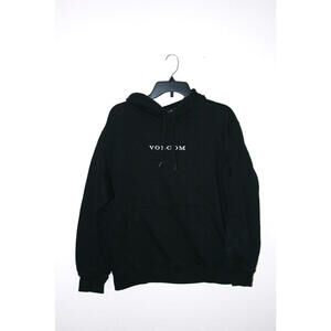Volcom Black Hoodie with White Embroidered logo Size medium